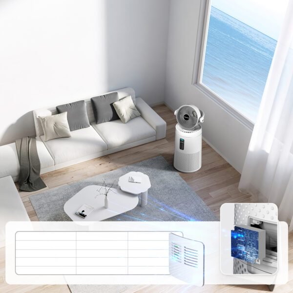 Grimmen GR-AP700-White 2-in-1 Air Purifier & Circulator Fan for Large Rooms up to 1980 Sq.Ft | Smart WiFi Control, Washable Filter, Oscillating Whole Home Air Purifier for Indoor Use - Image 4